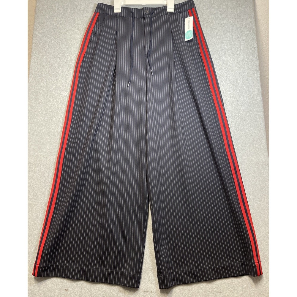 Liverpool Women's Wide-Leg Drawstring Side Stripe Pants Navy Sz 12 NWT Chic